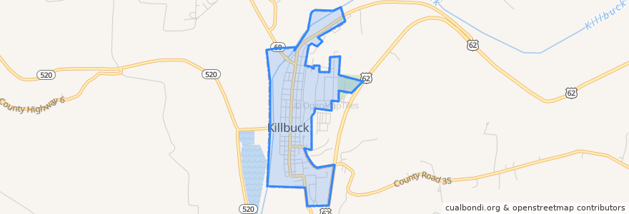 Mapa de ubicacion de Killbuck.