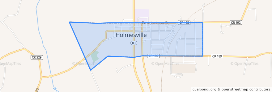 Mapa de ubicacion de Holmesville.