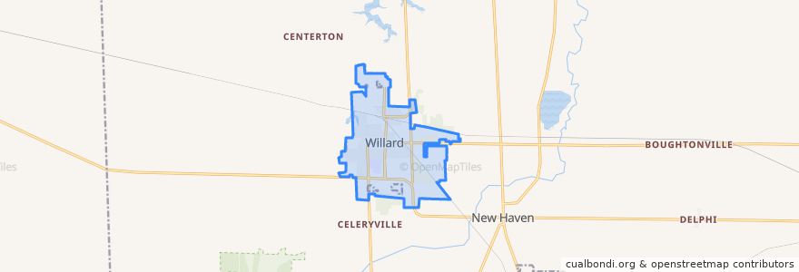 Mapa de ubicacion de Willard.