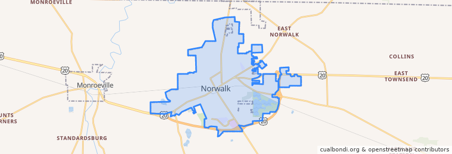 Mapa de ubicacion de Norwalk.