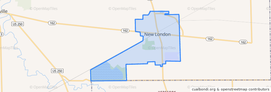 Mapa de ubicacion de New London.