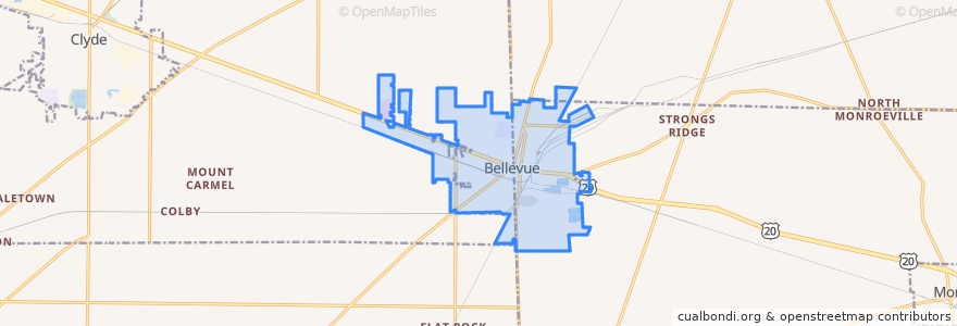 Mapa de ubicacion de Bellevue.