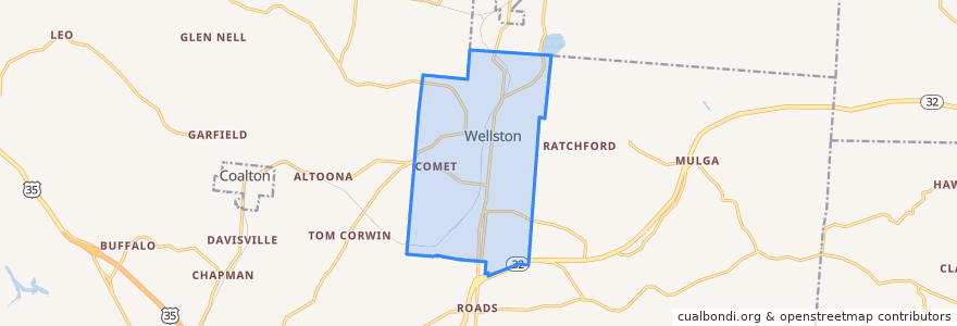 Mapa de ubicacion de Wellston.