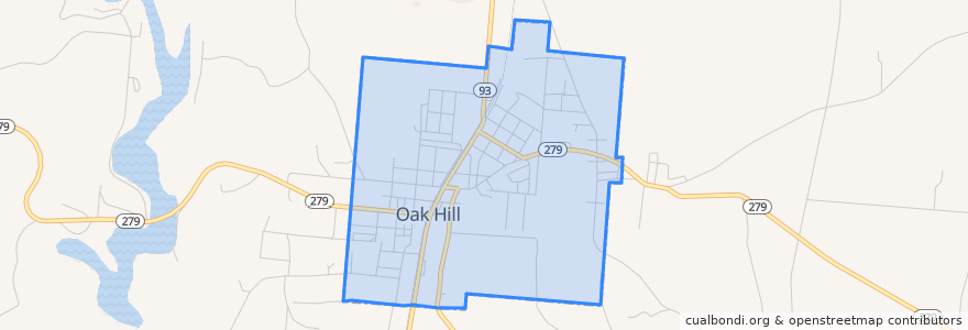 Mapa de ubicacion de Oak Hill.