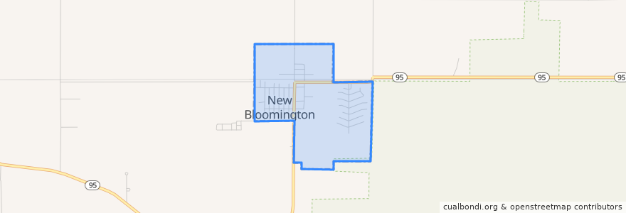 Mapa de ubicacion de New Bloomington.