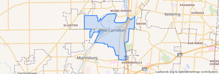 Mapa de ubicacion de West Carrollton.