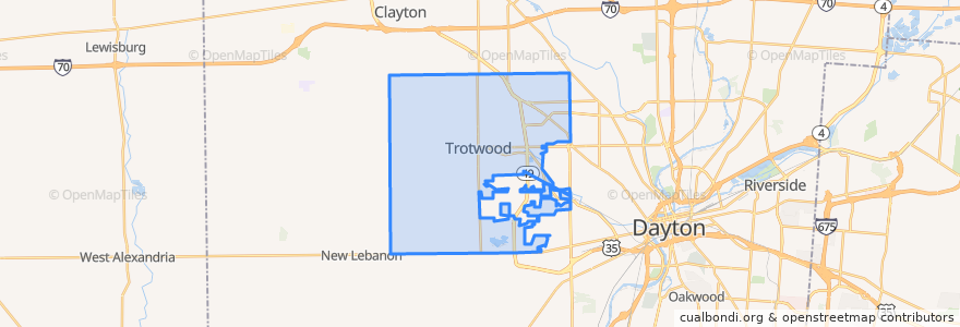 Mapa de ubicacion de Trotwood.