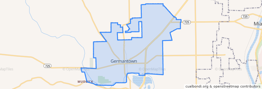 Mapa de ubicacion de Germantown.