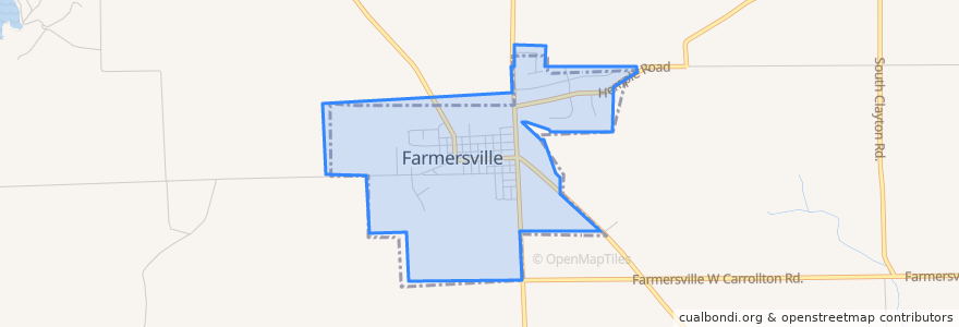 Mapa de ubicacion de Farmersville.