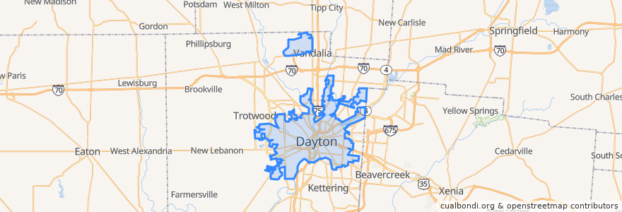 Mapa de ubicacion de Dayton.