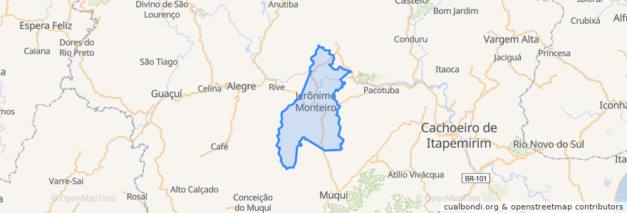 Mapa de ubicacion de Jerônimo Monteiro.