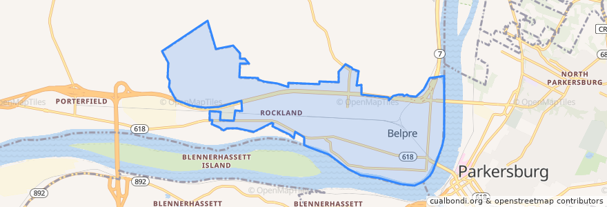 Mapa de ubicacion de Belpre.