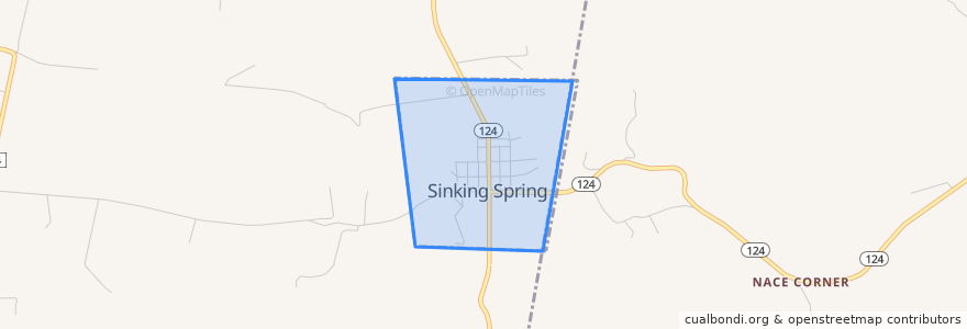 Mapa de ubicacion de Sinking Spring.