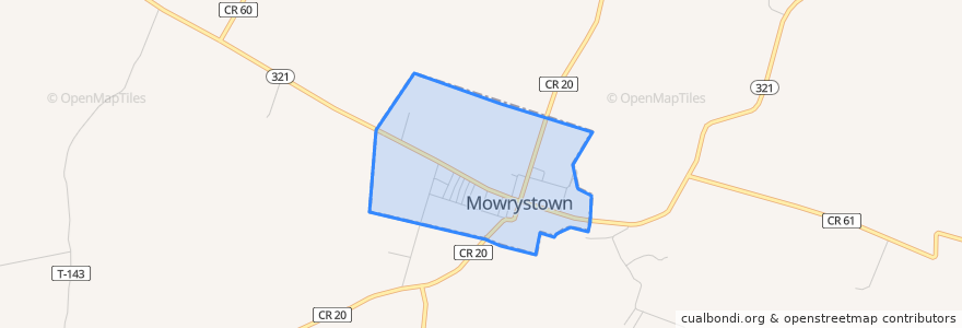 Mapa de ubicacion de Mowrystown.