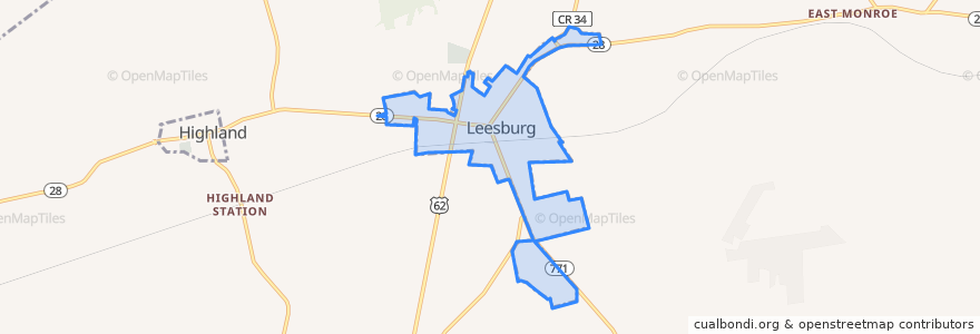 Mapa de ubicacion de Leesburg.