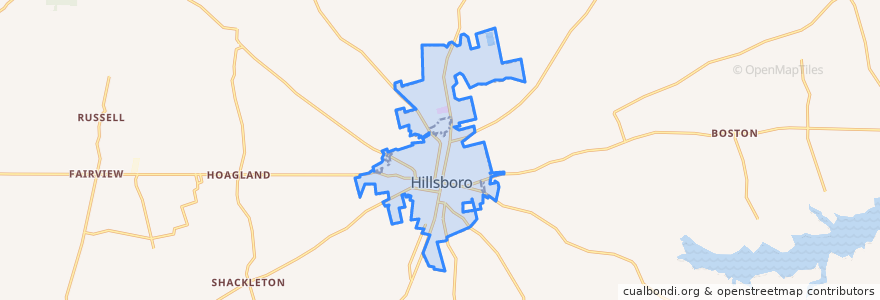 Mapa de ubicacion de Hillsboro.