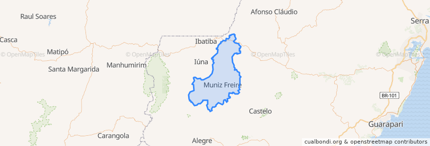 Mapa de ubicacion de Muniz Freire.