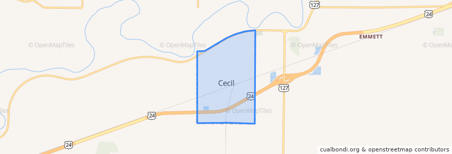 Mapa de ubicacion de Cecil.