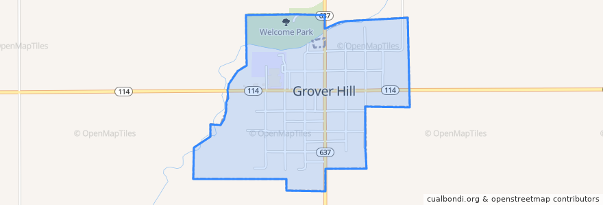Mapa de ubicacion de Grover Hill.