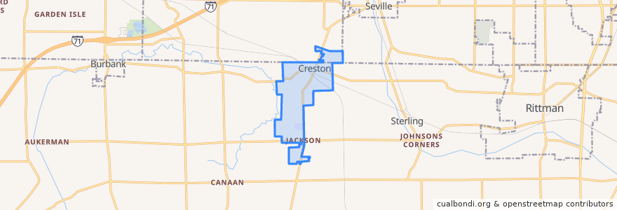 Mapa de ubicacion de Creston.