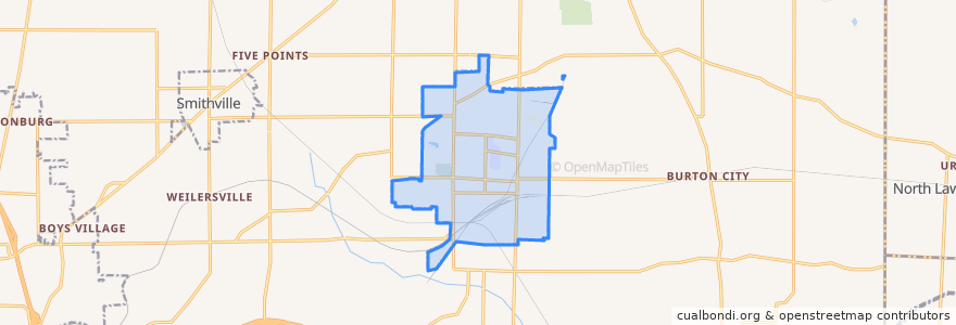 Mapa de ubicacion de Orrville.