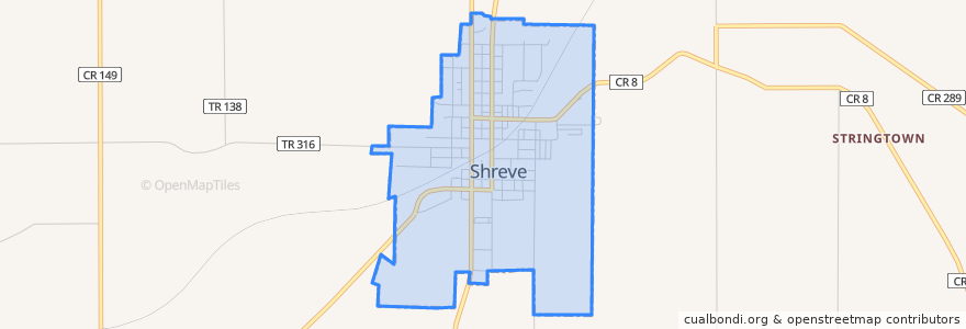 Mapa de ubicacion de Shreve.