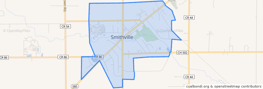 Mapa de ubicacion de Smithville.