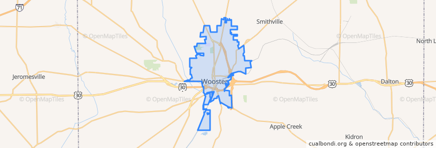 Mapa de ubicacion de Wooster.