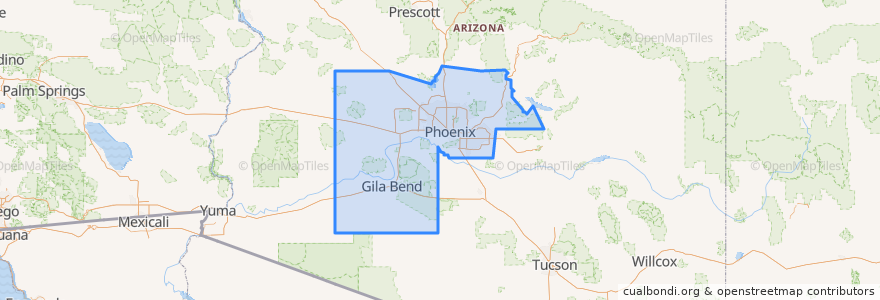 Mapa de ubicacion de Maricopa County.