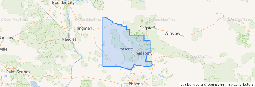 Mapa de ubicacion de Yavapai County.