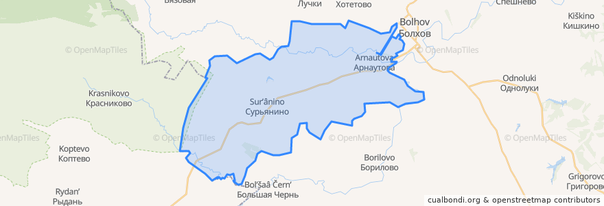 Mapa de ubicacion de Сурьянинское сельское поселение.