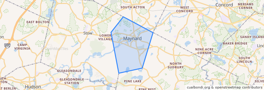 Mapa de ubicacion de Maynard.