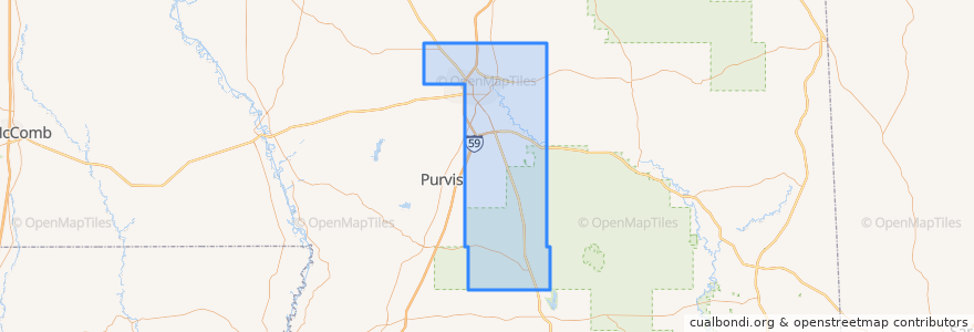 Mapa de ubicacion de Forrest County.