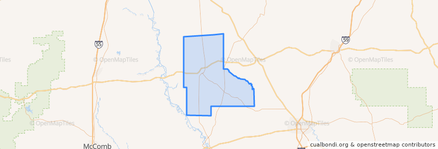 Mapa de ubicacion de Jefferson Davis County.