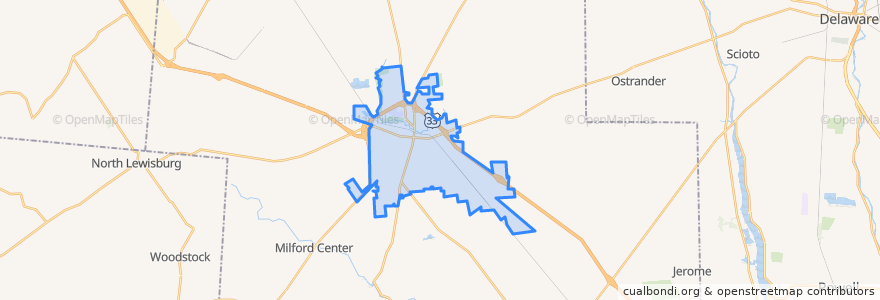 Mapa de ubicacion de Marysville.