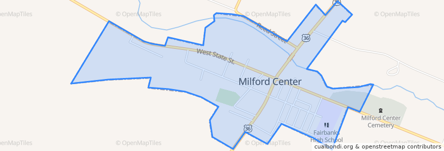 Mapa de ubicacion de Milford Center.