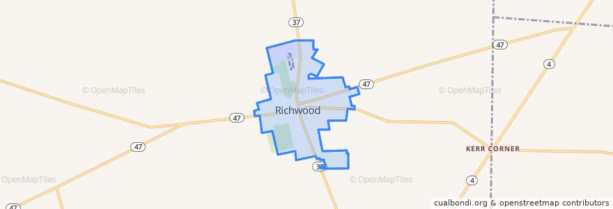 Mapa de ubicacion de Richwood.