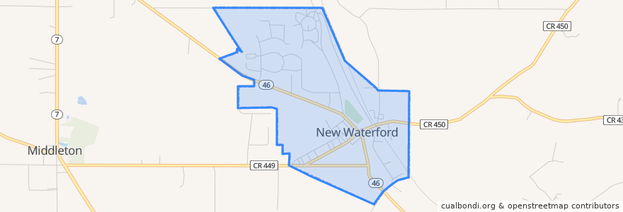 Mapa de ubicacion de New Waterford.