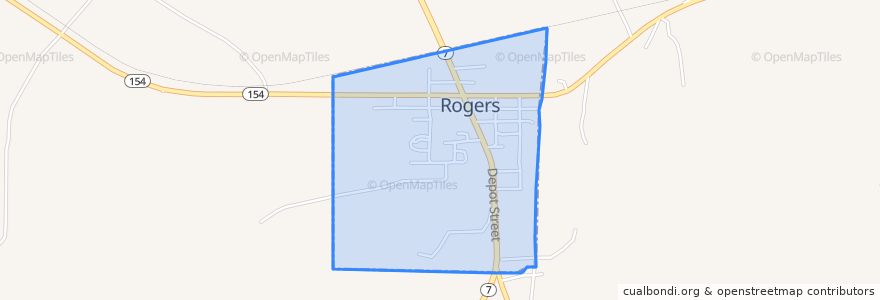 Mapa de ubicacion de Rogers.