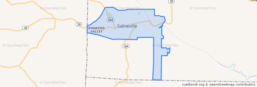 Mapa de ubicacion de Salineville.