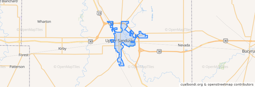 Mapa de ubicacion de Upper Sandusky.