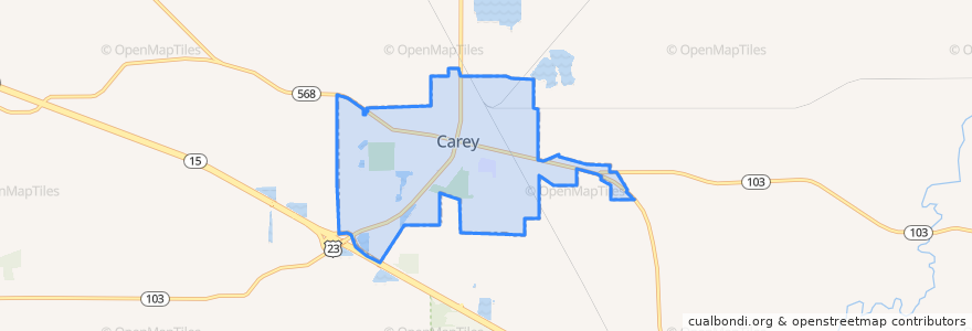 Mapa de ubicacion de Carey.