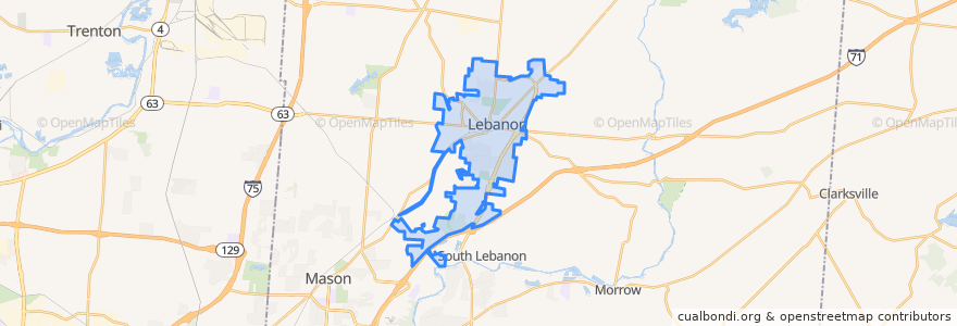 Mapa de ubicacion de Lebanon.