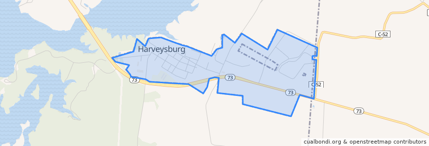 Mapa de ubicacion de Harveysburg.