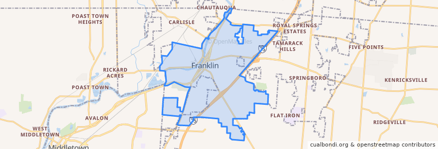 Mapa de ubicacion de Franklin.