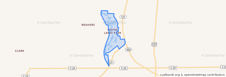 Mapa de ubicacion de Wayne Lakes.