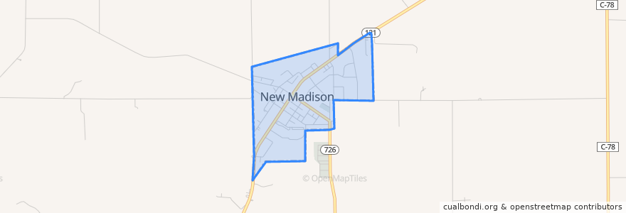 Mapa de ubicacion de New Madison.
