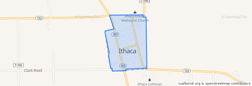 Mapa de ubicacion de Ithaca.