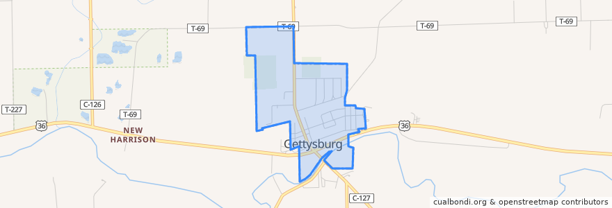 Mapa de ubicacion de Gettysburg.