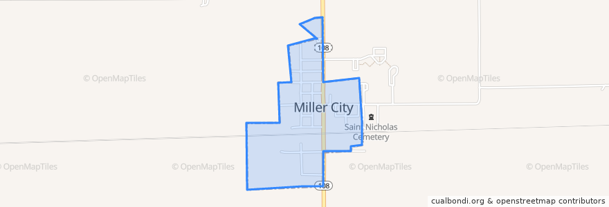 Mapa de ubicacion de Miller City.